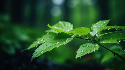 rain drops on the leaves of a tree