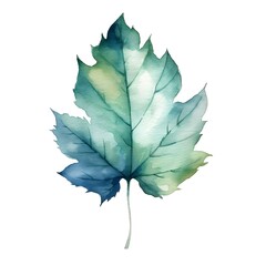 Watercolor leaves ioslated on white background created with Generative AI technology
