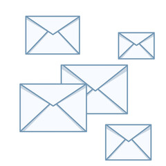 Illustration of some envelopes, isolated on white background