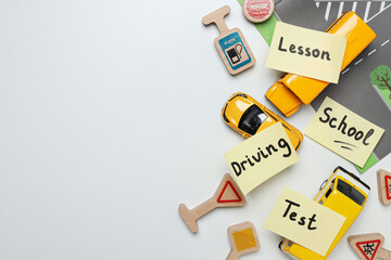 Driving school and driving lessons concept, education concept