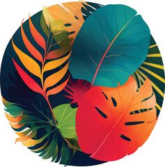 Round Tropical Leaves Simple vector