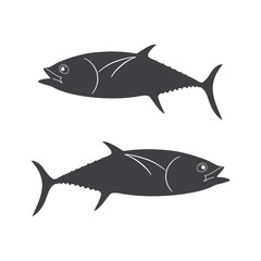 Obraz premium Fish icon, seafood or farm water animal isolated flat design vector illustration.