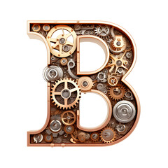 The letter alphabet font in a new style steampunk gears electronic parts
