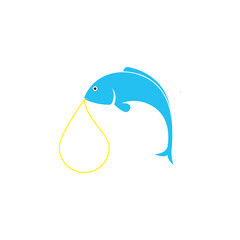 Fish oil logo design, fish icon combined with drops icon.