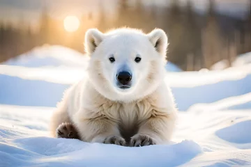 Fotobehang polar bear in the snow © Shahryar