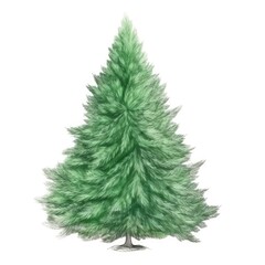 Christmas tree isolated on white background. Hand drawing illustration. Generative AI.