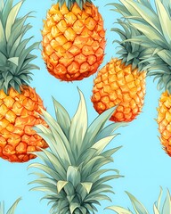 Pineapple tileable seamless pattern created with Generative AI technology