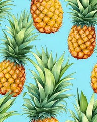Pineapple tileable seamless pattern created with Generative AI technology
