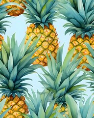Obraz premium Pineapple tileable seamless pattern created with Generative AI technology