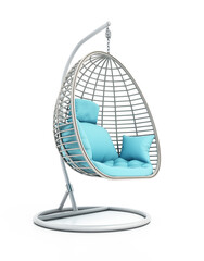 Garden swing egg chair isolated on white background. 3D illustration