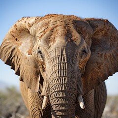 An elephant's face and trunk in close up. (Generative AI)