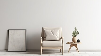 canvas mockup minimalist interior background armchair, generative ai