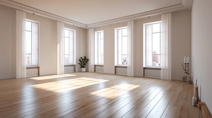 interior empty spacious living room white wall, generative ai