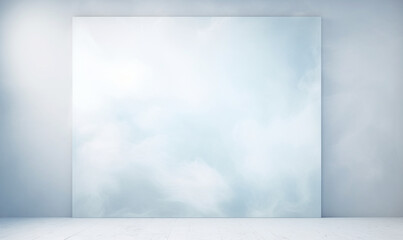 An original background image for design or product presentation, with a play of light and shadow, in light blue and gray tones. Generative AI.