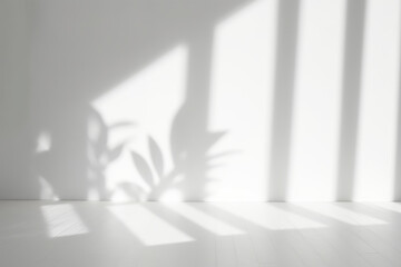 An original background image for design or product presentation, with a play of light and shadow, in light gray tones. Generative AI.