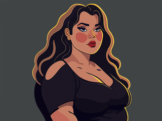 Cute fat chibi girl vector illustration ai generated