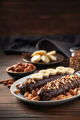 Bananas Covered in Milk Chocolate and Almonds
