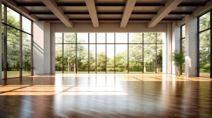 modern contemporary empty hall nature view, generative ai