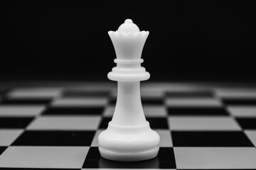 Chess Queen Piece Close-Up on Dark Background