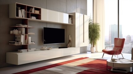 modern living room cabinet tv, generative ai