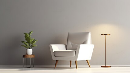 Fototapeta na wymiar modern minimalist interior armchair on empty, generative ai