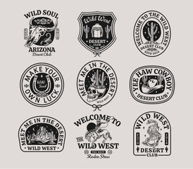 Set of vector Western theme logos. Perfect for t-shirt printing, posters, and other uses. - obrazy, fototapety, plakaty