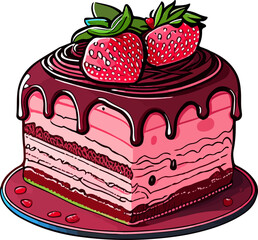 Strawberry cake chocolate topping dessert bakery berry sweet baked cream homemade  tasty