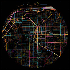 Colorful Map of Surrey, British Columbia with all major and minor roads.