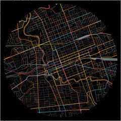 Colorful Map of London, Ontario with all major and minor roads.