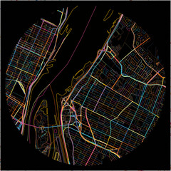 Colorful Map of Longueuil, Quebec with all major and minor roads.