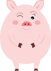 Illustration of a cute cartoon pig