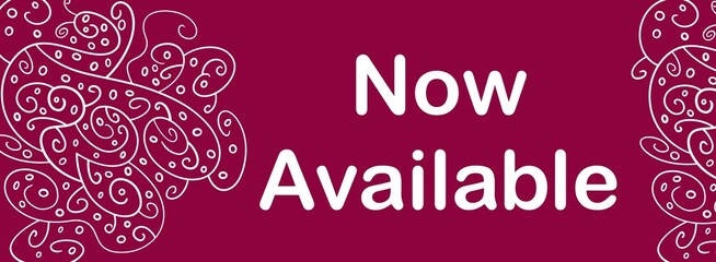 Now Available Pink Magenta Doodle Design Element Text Horizontal