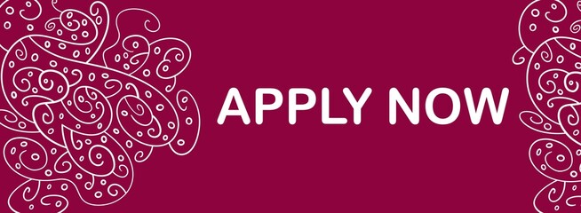 Apply Now Pink Magenta Doodle Design Element Text Horizontal