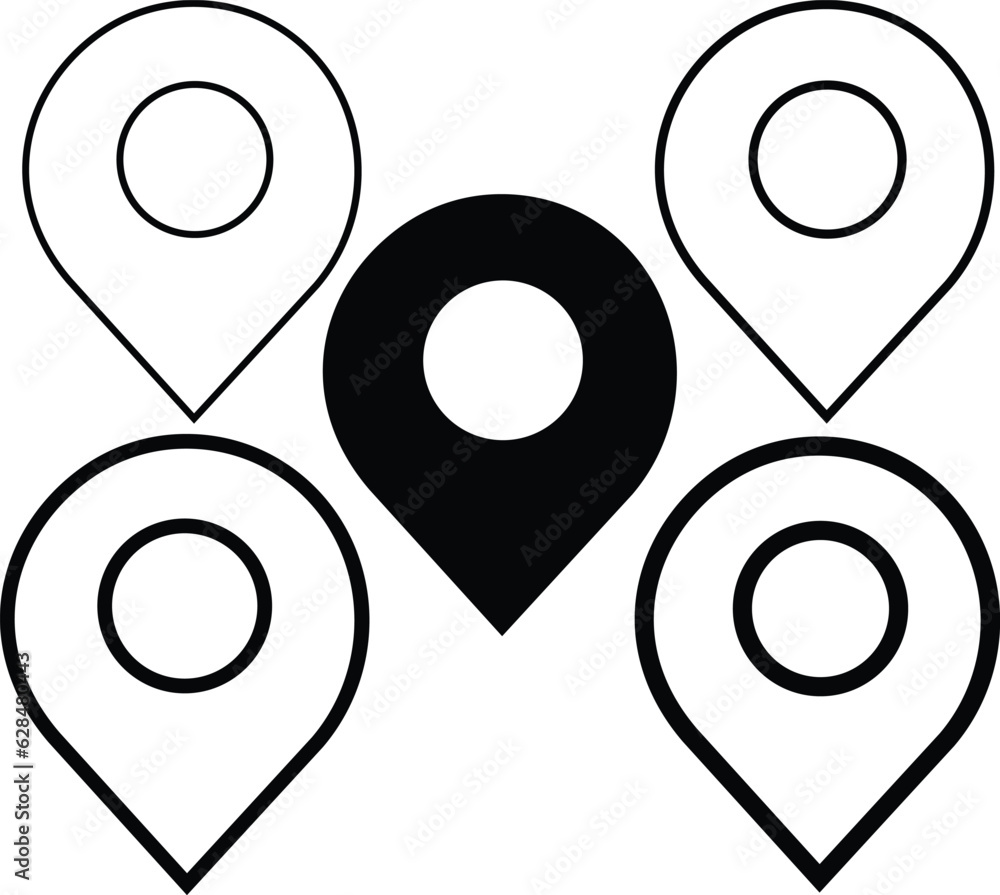 Poster set of location pin icon. map pin place marker. location icon. map marker pointer icon set. gps loca