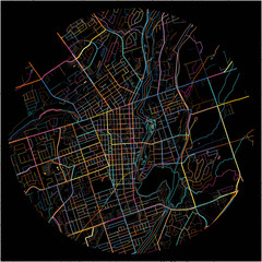 Colorful Map of Peterborough, Ontario with all major and minor roads.