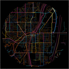 Colorful Map of Welland, Ontario with all major and minor roads.