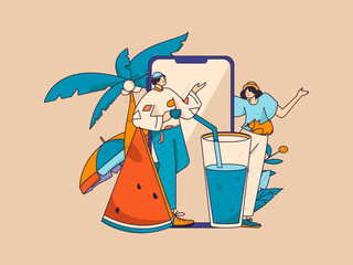 24 solar terms and great heat character flat vector concept operation hand drawn illustration
