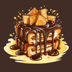 Illustration of a banana bread with chocolate