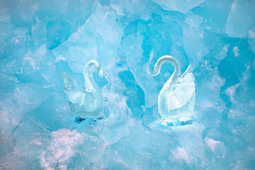 Two ice swans on the glacier