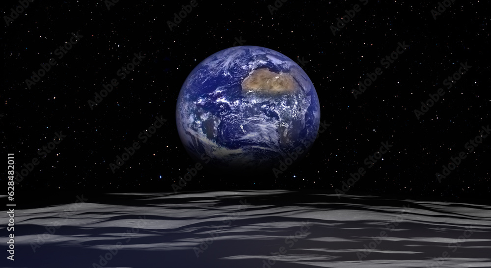 Poster the earth as seen from the surface of the moon 