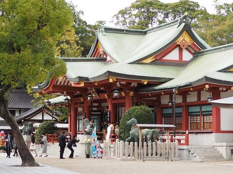 beautiful red shinto shrin in Japan