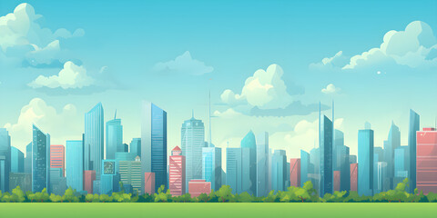 Fototapeta na wymiar Modern city flat vector landscape created with Generative AI technology