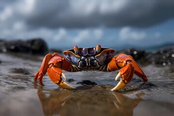 Macrophotography of a colorful crab
