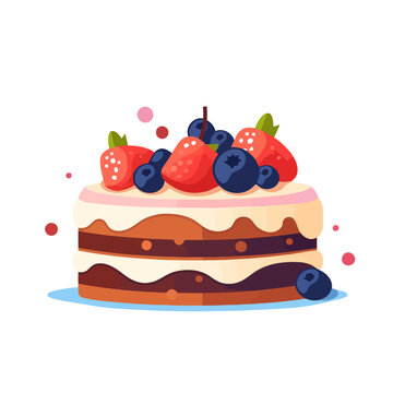 Cartoon cake image. Sweet cake. Sweet celebration dessert.