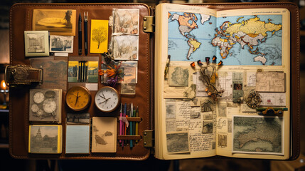 A traveler's notebook filled with sketches, thoughts, and memories from their journey Generative AI