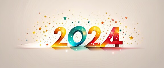 Happy New Year Celebration 2024 Sparkles Banner Generative AI.