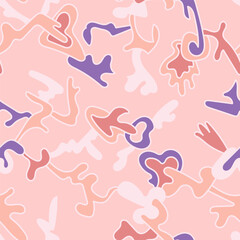 Surreal abstract seamless pattern with hand drawn elements