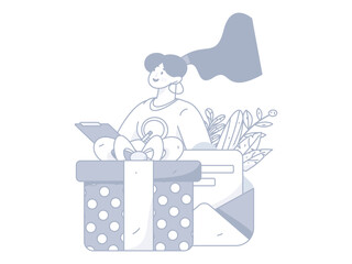 Holiday Shopping E-Commerce Online Shopping People Flat Vector Concept Operation Hand Drawn Illustration
