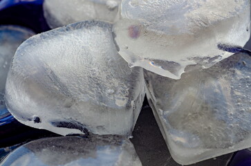 Frozen water in molds, ice, close-up