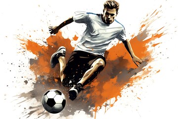 Man kicking ball, soccer, man playing soccer, soccer player with ball, man kicking football, generative ai